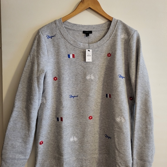 NWT Talbots Embroidered Pullover-French Icons - Picture 3 of 6